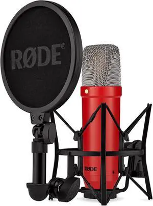 RØDE NT1 Signature Series Large-Diaphragm Condenser Microphone with Shock Mount, Pop Filter and XLR Cable for Music Production, Vocal Recording, Streaming and Podcasting (Red)