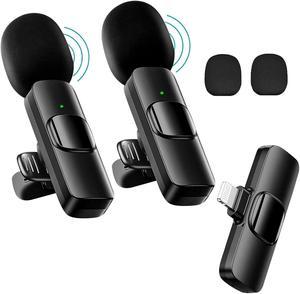 Mini Microphone, 2 Packs Wireless Microphone for iPhone iPad, Wireless Lavalier Microphone, Professional Microphone for iPhone Video Recording, Live Streaming, YouTube, Vlog, TikTok,Facebook