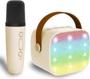 Mini  Machine for Kids Adults, Mini Portable Bluetooth  Speaker with 1 Wireless Mics and LED Lights for Kids Adults, Christmas Birthday Gifts Toys for Girls Boys Family Home Party