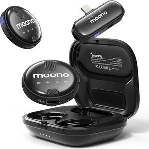 MAONO Wireless Lavalier Microphone for iPhone iPad, Wireless Lapel Mic with 48KHz/16Bit, Noise Cancellation, 328ft Range, 18H Battery for TikTok, YouTube, Vlogging, Video Recording, Streaming