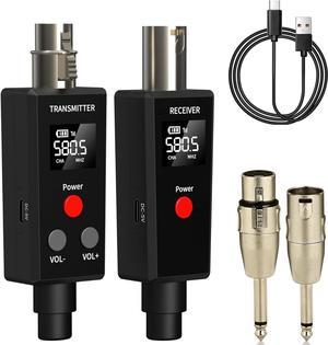 2.4GHz UHF Wireless Microphone System XLR Mic Adapter Wireless Transmitter and Receiver for Dynamic Microphone, Audio Mixer, PA System.