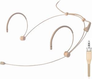 Headset Microphone Discreet Headworn Ear Hook Earset Over The Ear Mic for Sennheiser Wireless Transmitter, Ideal for Lectures, Live Performance, Theater, Podcasts  Beige