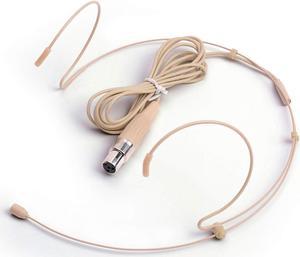 Microphone Headset Discreet Headworn Earset Over Ear Hanging Mic Compatible with Shure Wireless System Bodypack Transmitter, Ideal for Lectures, Live Performance, Theater, Podcasts  Beige