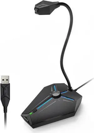 CMTECK USB Computer Microphone, Plug &Play Desktop Omnidirectional Condenser PC Laptop Mic, Mute Button with LED Indicator, Compatible with Windows/Mac, Ideal for YouTube, Skype, Recording, Games