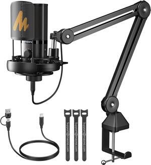 MAONO USB Condenser Microphone-Studio Mic with Shock Mount, Boom Arm, Software, Mute, Gain Knob, Volume Control for Streaming, Recording, Singing, Podcasting, Content Creation, Audiobooks-PM450S