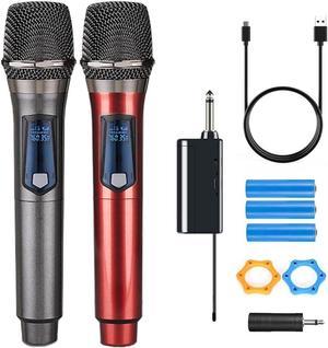 2PK Rechargeable Wireless Microphones, UHF Dual Handheld 2024 Dynamic 200 ft Range