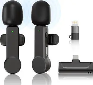 Wireless Mini Microphone for iPhone 15 Android - 2 Pack Type C Lavalier Lapel Microphones USB-C Clip On Mic for Video Recording Vlogging YouTube TikTok, Noise Reduction, 65 ft
