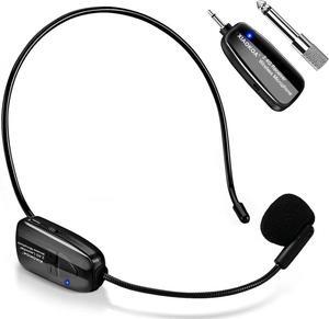 XIAOKOA 2.4G Wireless Microphone Headset, 50m Stable Transmission, Dual Micro USB Charging, Compatible with PA Systems
