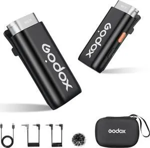 GODOX WEC Wireless Lavalier Microphone 200m Wireless Range 12g Lavalier Lapel Mic Recording Noise Cancellation Compact 2.4GHz Wireless Lapel Mic for Cameras Live Streaming Computer TikTok