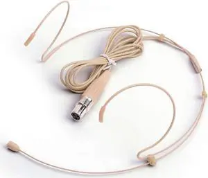 Microphone Headset Discreet Headworn Earset Over Ear Hanging Mic Compatible with AKG Wireless System Bodypack Transmitter, Ideal for Lectures, Live Performance, Theater, Podcasts  Beige