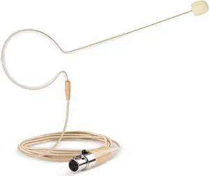 Headset/Headworn Microphone - 4 Pin Mini XLR Head Microphone for Shure Wireless System & Bodypack Transmitter  Beige Single Earhook Omnidirectional Headset Head Mic