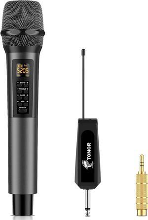 Wireless Microphone with Treble/Bass/Echo, Dynamic Handheld Singing Mic with Receiver for Stage Wedding  Machine PA System Speaker Amp Mixer, 30 UHF Adjustable Frequencies, 200ft TW515