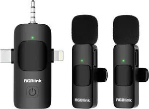 RGBlink Wireless Lavalier Microphone 3 in 1 Mini Microphone Cordless Lapel Mic, Plug & Play mic for iPhone, iPad, Android, DSLR Camera and Laptop Recording, Live Streaming, YouTube, TikTok, Interview