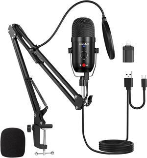 USB Microphone for PC Computer PS4 Cardioid Condenser ASMR Microphone Kit Metal Podcast Microphone for Streaming Gaming Studio Video Recording YouTube Noise Cancelling Mic Kit for Laptop,Phone,Mac