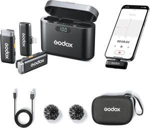 Wireless Microphone for iPhone with Charging Case, Lavalier Mic-Smart Squelch, Excellent Sound Fidelity, Long Range Transmission iPhone Mic, 8H Working Time, 2.4GHz, Light Weight, iPhone Microphone