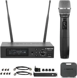 Phenyx Pro True Diversity Wireless Microphone System w/ 1000 Tunable Channels, Single Cordless Microphone Set w/Auto Scan, UHF Professional Dynamic Microphone for Singing, Stage & Studio (PTU-1U)