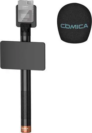 COMICA HR-WM Interview Handheld Adapter for Rode Wireless GO ME/BoomX-D/D Pro/BoomX-U Wireless Lavalier Microphone, Mic Handle for News Report, TV Interview and Video Shooting, etc.(with Windscreen)