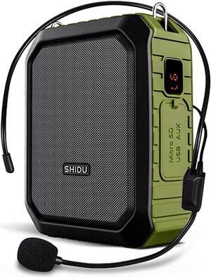 Voice Amplifier for Teachers,SHIDU PA System Speaker 18W Portable Megaphone (Work of 12 hrs) with Wired Mic Headset,Waterproof Ipx 5&Built-in Rechargeable 4400mAh Battery.for Teaching, Meeting&Speech