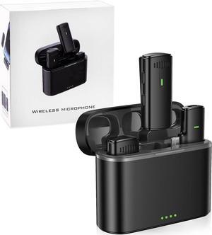 Wireless Lavalier Lapel Microphone for iPhone with Charging Case, Mini Microphone with Noise Cancellation Voice Changing, 7H Battery, Recording Mic for Video, Podcast, Interview, Vlog, YouTube