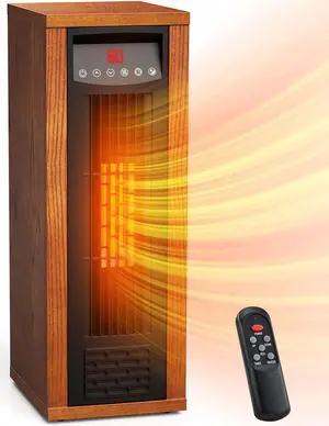 Air Choice Infrared Heater, 1500W Space Heater for Indoor Use with Thermostat, Remote, 3 Modes, 12H Timer, Fast Heating, Tip-over & Overheat Protection, Child Lock, Tower Heater for Bedroom, Office