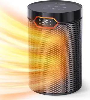 BREEZOME Space Heater, Portable Electric Heaters for Indoor Use with Thermostat & 24H Timer, 1500W PTC Ceramic Quiet Fast Heating Desk Heater, Safety Room Heater for Home Bedroom Office