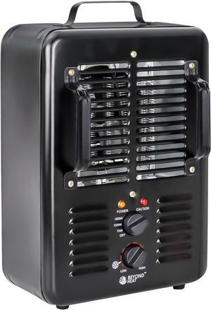 Milkhouse Space Heater, 1300W/1500W Electric Heater with Thermostat, 3 Heat Settings, Safe and Quiet Heater for Home Garage Workshop Warehouse, Black