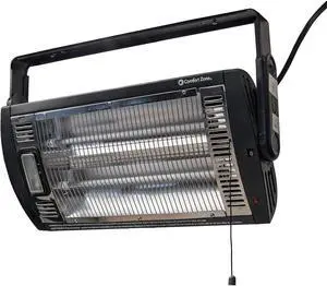 Comfort Zone Ceiling Mounted Space Heater, 90 Degree Adjustable Tilt, Dual Quartz, Radiant, Electric, Safety Grille, Overheat Protection, Hardware Included, Ideal for Workshop, Garage, 1,500W, CZQTV5M Comfort Zone Ceiling Mounted Space Heater, 90 Degree Adjustable Tilt, Dual Quartz, Radiant, Electric, Safety Grille, Overheat Protection, Hardware Included, Ideal for Workshop, Garage, 1,500W, CZQTV5M