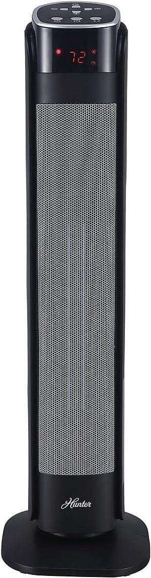 Deluxe Digital 30" Ceramic Oscillating Tower Space Heater with Remote Control, Black