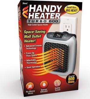 Ontel Handy Heater Turbo 800 Wall Outlet Small Space Heater with Adjustable Thermostat, Programmable 12-Hour Timer, Auto Shut Off - Quiet & Space-Saving Ceramic Mini Heater
