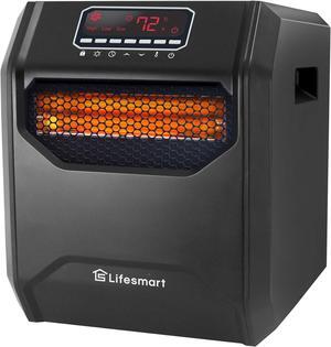 LifeSmart LifePro 1500 Watt High Power 3 Mode Programmable Space Heater with 6 Quartz Infrared Element, Remote, and Digital Display, Black