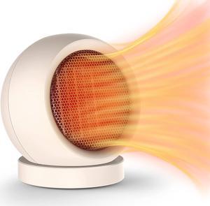 Portable Desk Heater,600W Energy Efficient Space Heater for Indoor Use,Safe and Quiet for Home and Office Use(Light Brown)