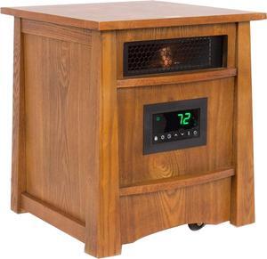 LifeSmart LifePro Ultimate 1500 Watts Electric Infrared Quartz Space Heater with Remote and 8 Heating Elements for Indoor Use, Brown Oak Wood