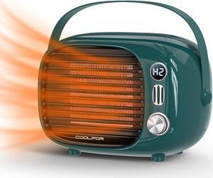 Space Heater,800W/500W Fast Heating Desk Heater with Temperature Control,Safe and Quiet Ceramic Desktop Heater Fan for Home Bedroom Office Desk Indoor Use,Dark Green