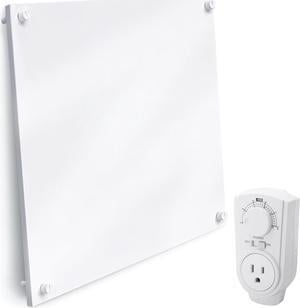 EconoHome Wall Mount Space Heater Panel - with Thermostat - 400 Watt Convection Heater - Ideal for 120 Sq Ft Room - 120V Electric Heater - Updated Model