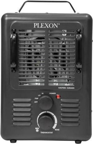 Plexon Milkhouse Electric Utility Heater with Adjustable Thermostat, Black, 1500-Watt, Overheat Protection, Perfect for Garage, Workshop, Home