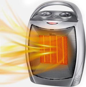 Portable Small Electric Space Heater with Thermostat,1500W/750W Ceramic MIni Heater for Indoor Use,Fast Heating,Desk Heater Fan with 3 Heat Settings,Built-in Overheat & Tip-Over Protection (Silver)