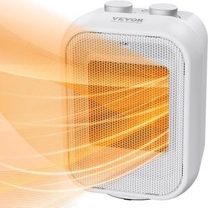 VEVOR Portable Electric Space Heater with Thermostat, 1000W/1500W 2-Level Adjustable Quiet Ceramic Heater Fan, 9 in Tip-Over Shutdown Flame-Retardant PP Small Heaters for Office Room Desk Indoor Use