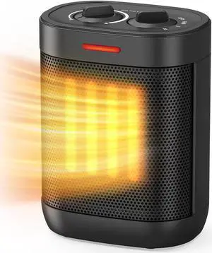 Small Space Heater for Indoor Use,2S Fast Heating, 1000W PTC Ceramic Electric Heater with 3 Modes, Thermostat, Overheated & Tip-Over Safety Protection, Portable Heater for Office and Bedroom