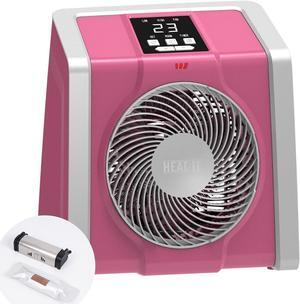 HEATIT Space Heater with Remote for Indoor, Digital Display with Thermostat, 1-12H Timer, Fan Mode,1500W/750W, Electric Space Heater for Office, Bedroom,Pink