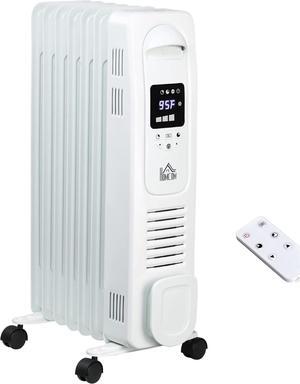 HOMCOM Electric Space Heater, Freestanding 161 Sq. Ft. Heater with 3 Modes, Timer, and Remote, 1500 W, White