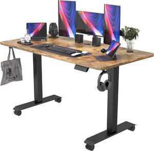 Monomi Electric Standing Desk, Height Adjustable Desk 55x 24 Inches, Ergonomic Home Office Sit Stand Up Desk with Memory Preset Controller (Black Frame/Rustic Brown Top)