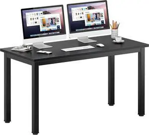 DlandHome 63 inches X-Large Computer Desk, Composite Wood Board, Decent and Steady Home Office Desk/Workstation/Table, BS1-160BB Black Walnut and Black Legs, 1 Pack