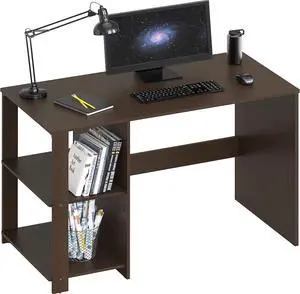 SHW 38-Inch Home Office Computer Desk with Shelves, Espresso SHW 38-Inch Home Office Computer Desk with Shelves, Espresso