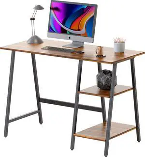 SHW Trestle Home Office Computer Desk, Walnut