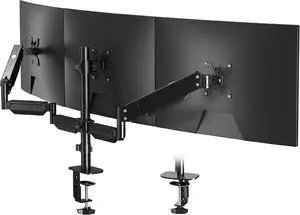 Pholiten Triple Monitor Stand,Triple Monitor Mount,Triple Gas Spring Monitor Arm,Monitor Stands for 3 Monitors,3 Monitor Desk Mount, Fits Three 17-27 inch LCD Computer Screens,Holds up to 13.2lb