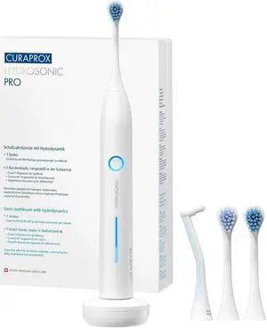 Curaprox Electric Hydrosonic Pro Toothbrush With 3 Brush Heads, Charger, and Travel Case