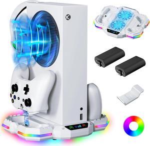 Cooling Stand & Charging Station for Xbox Series S with 13 RGB LED Light Modes - ZAONOOL Dual Controller Charger Dock & Cooler Fan with 2 Batteries and Headphone Holder for Xbox Series S Accessories