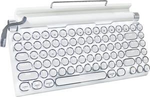Retro Typewriter Keyboard, 75% Layout 83 Keys Wireless Keyboard with Blue Switch,Bluetooth 5.0 and Multi-Device Switching,Vintage Punk Style,Hot-Swappable for PC/Laptops/Mac/ipad-White
