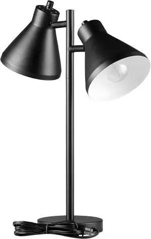 Globe Electric Novogratz x 52999 18" 2-Light Desk Lamp, Matte Black, On/Off Rotary Switch on Each Shade, Pivoting Lamp Heads, Industrial, Home Office Accessories, Desk Lamps for Home Office