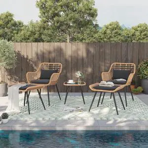 Verano Garden 5 Pieces Patio Furniture Chair Sets, Patio Conversation Set W/Coffee Table Ottomans Bistro Sets,Outdoor Furniture Chair Seating Set for Porch,Backyard, Balcony,Deck,Poolside